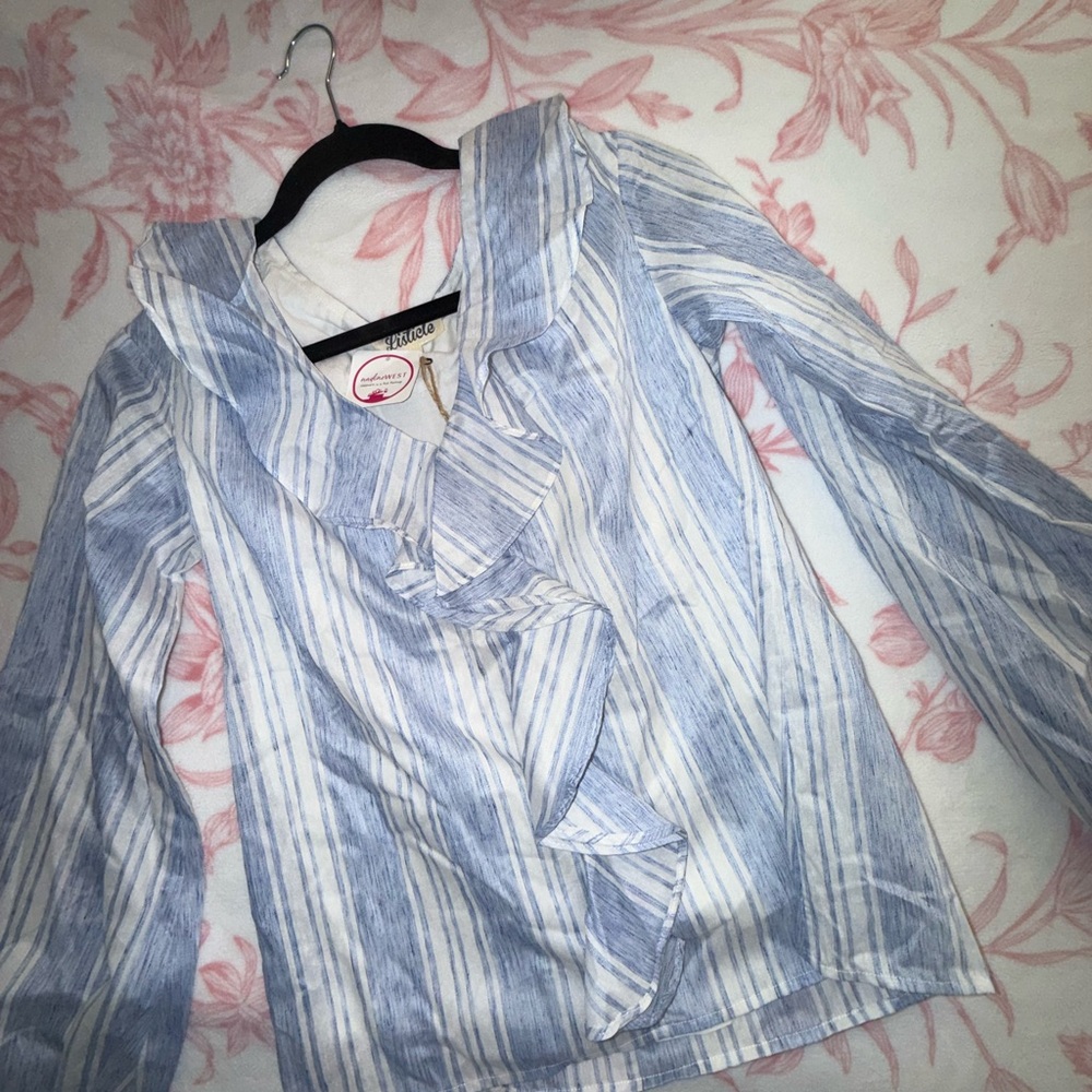 Listicle Blue Striped Women's Top